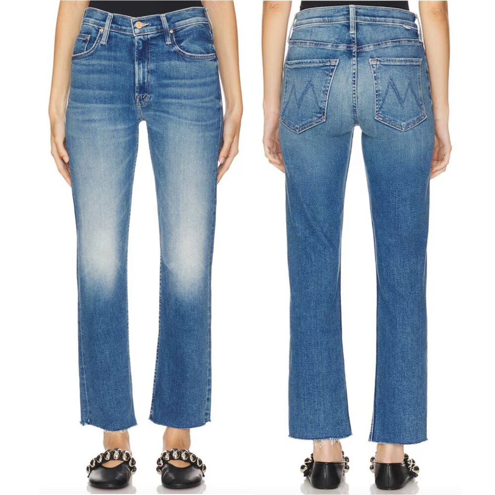 MOTHER The Mid Rise Rider Flood Fray Jeans Size 24 NWT